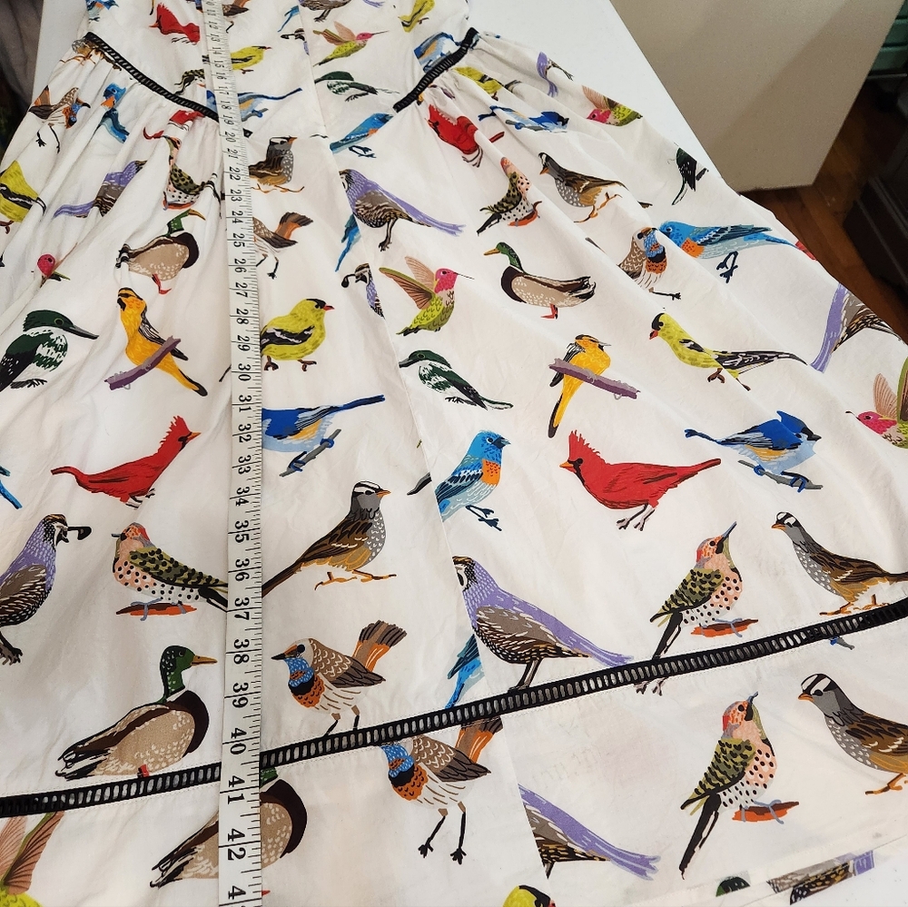 Lesley Evers Abigal Bird Dress Medium Nature Pockets Watermark Factory Stain - Picture 4 of 7